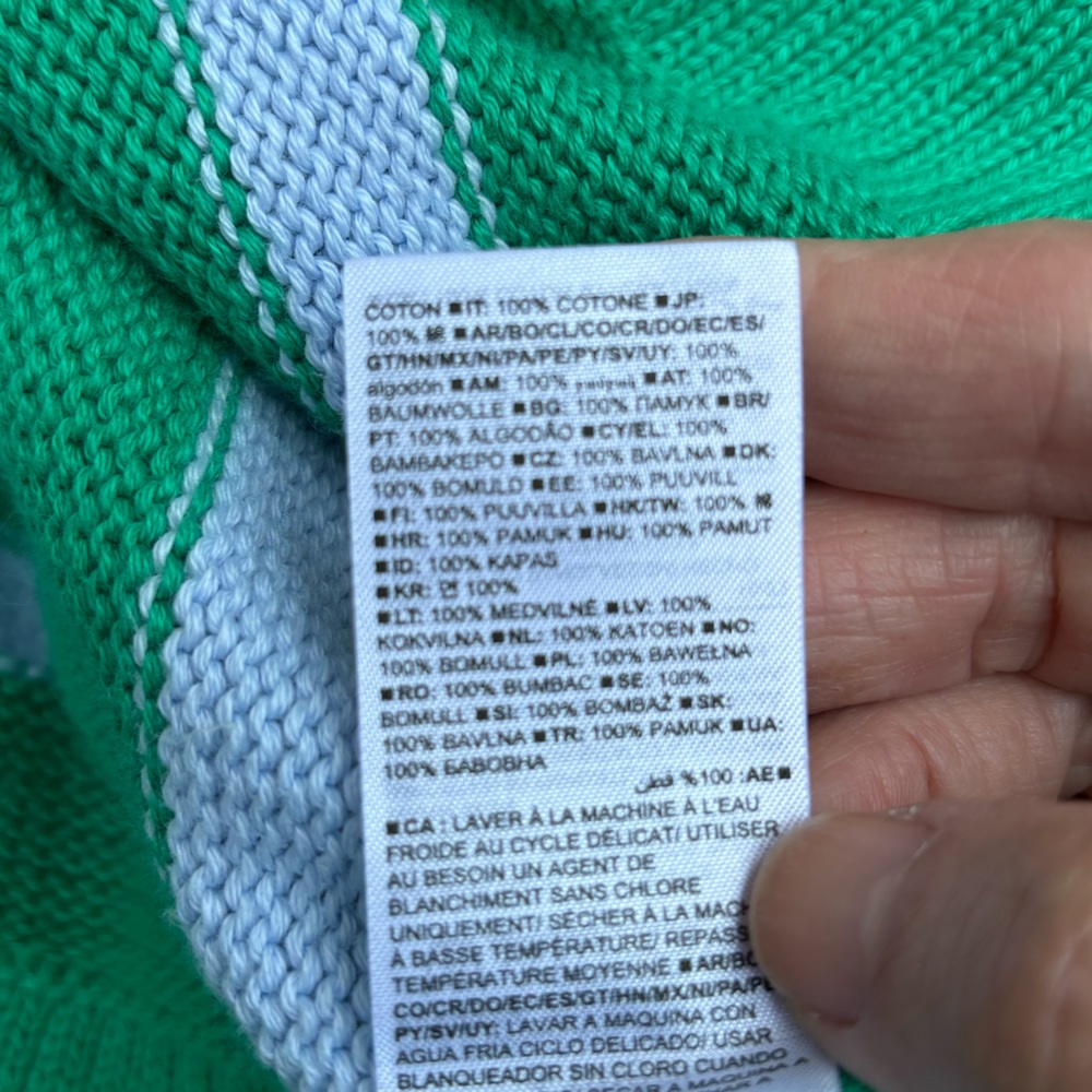 Gap Stripe Cotton Split hem Knit Sweater Green - Picture 8 of 8